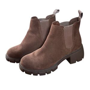 Steve Madden Howler Lug Sole Suede Leather Chelsea Boots 7.5 chocolate brown